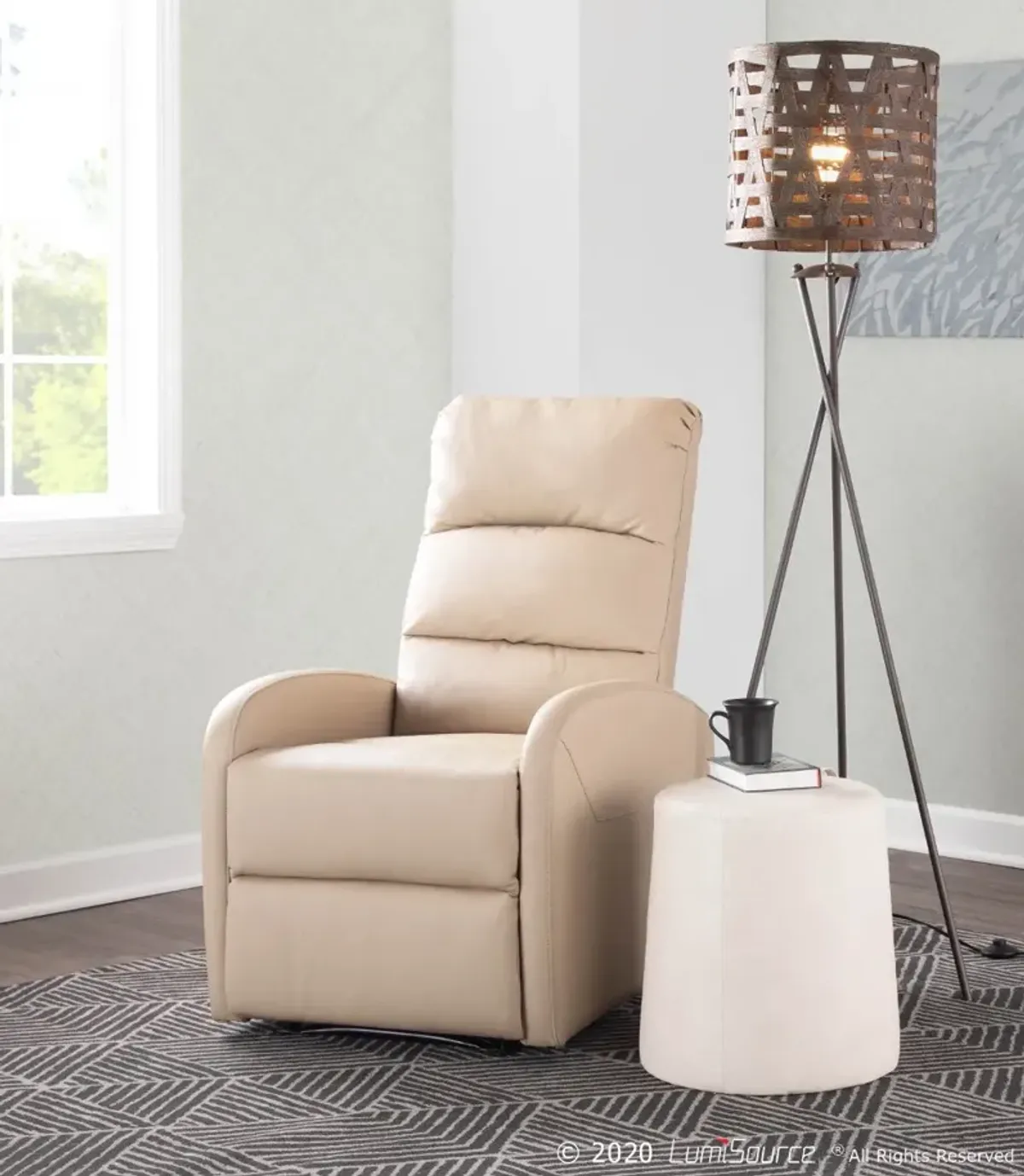 Dormi Beige Faux Leather Manual Recliner