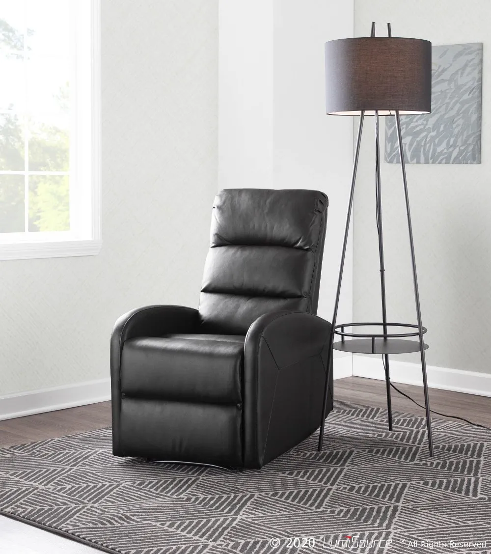 Dormi Black Faux Leather Manual Recliner