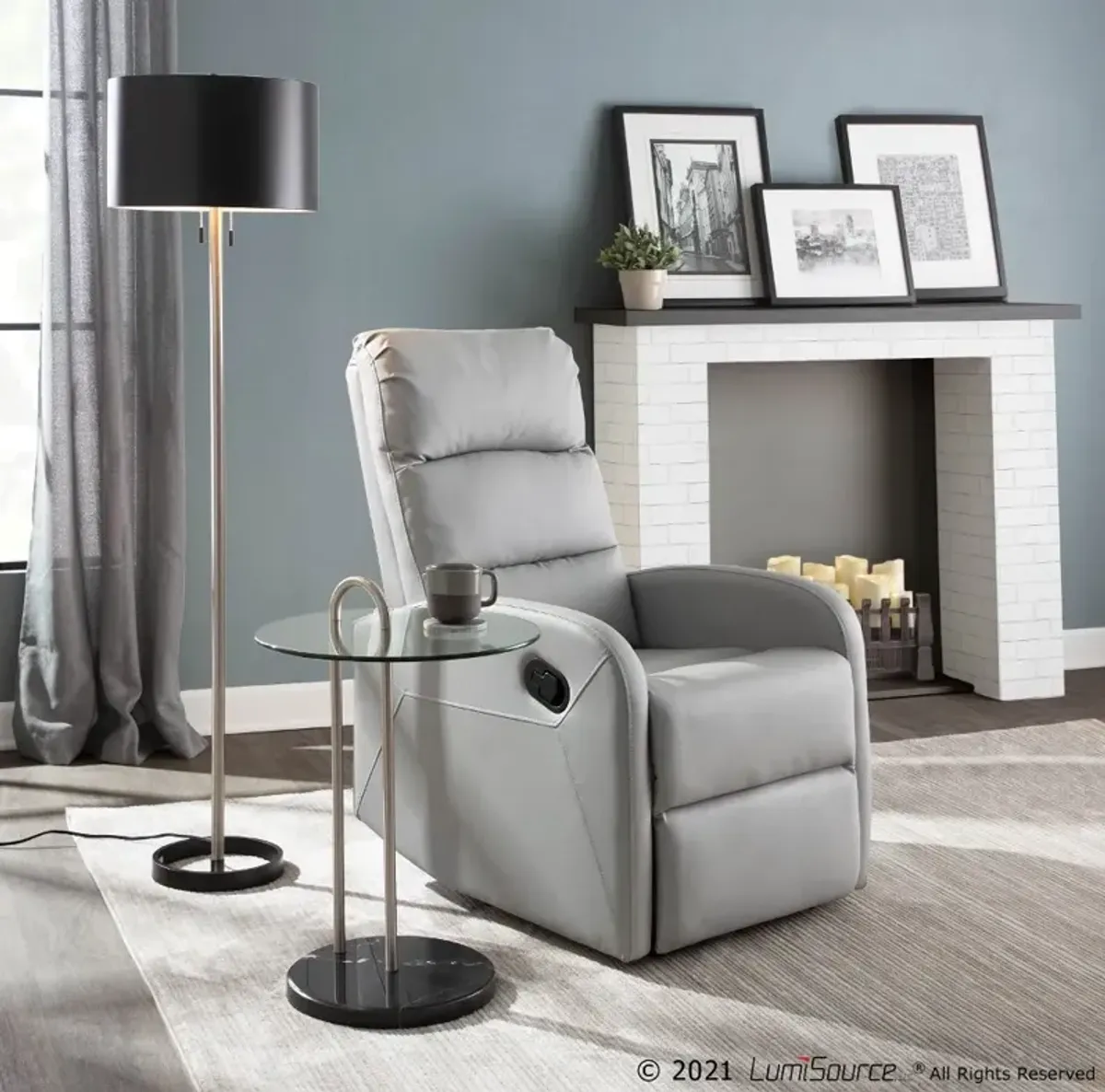 Dormi Light Gray Faux Leather Manual Recliner