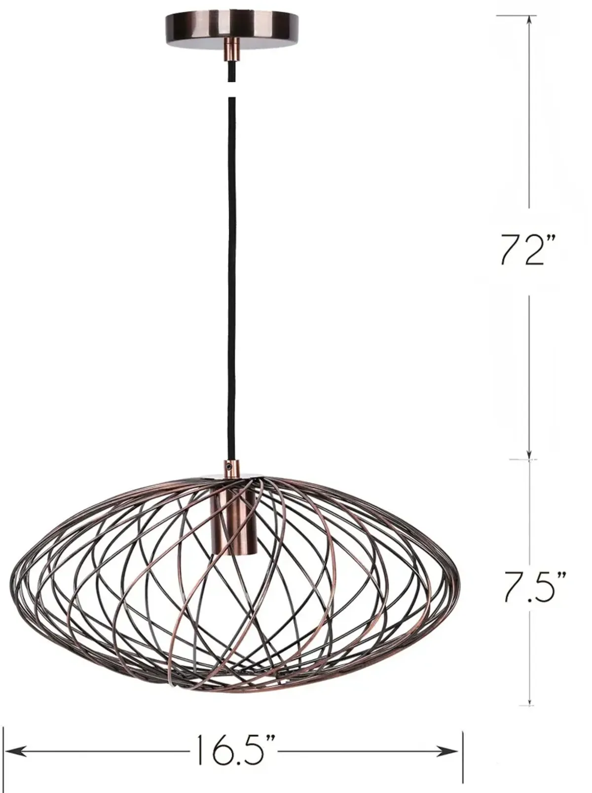 Linx Oval Antique Copper Pendant Lamp