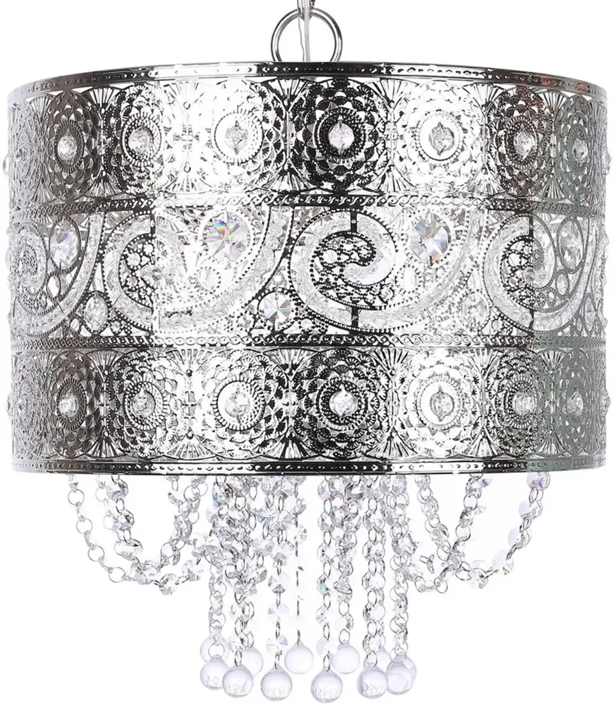 Tangier Nickel Pendant Light with Crystal Dangles