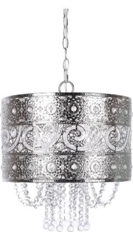 Tangier Nickel Pendant Light with Crystal Dangles