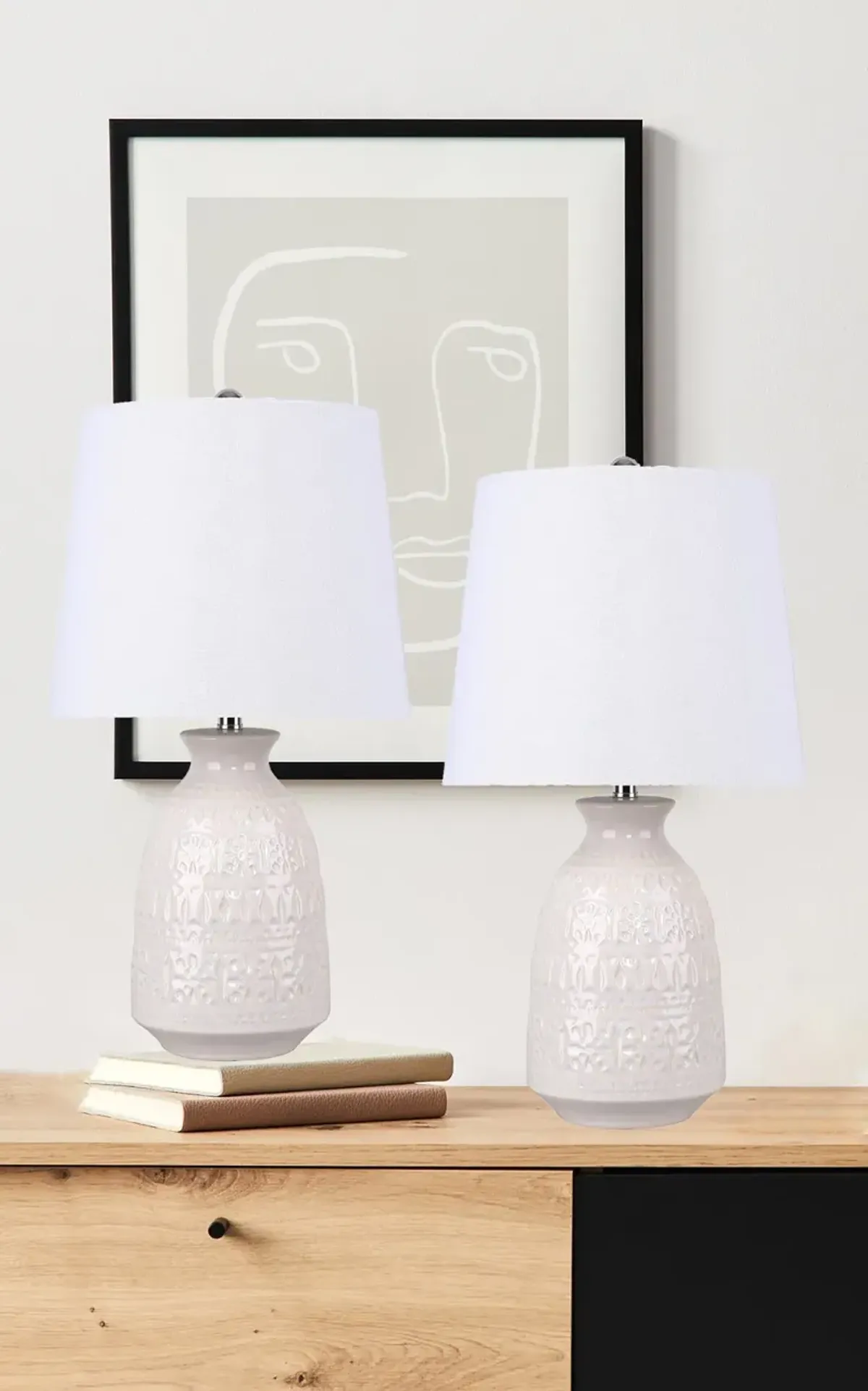 Claudia Cream Ceramic Table Lamps, Set of 2