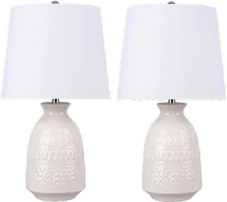 Claudia Cream Ceramic Table Lamps, Set of 2