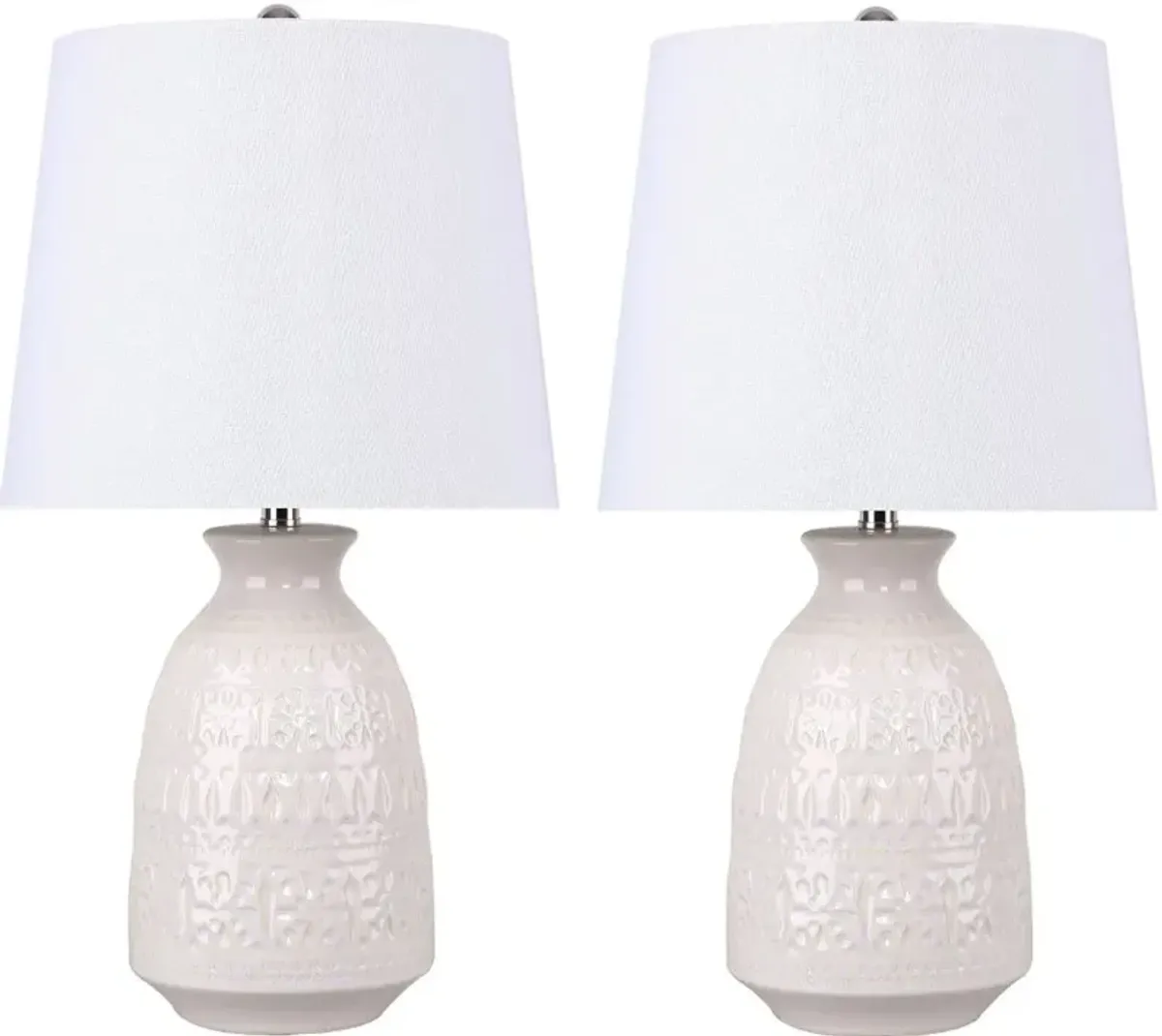 Claudia Cream Ceramic Table Lamps, Set of 2