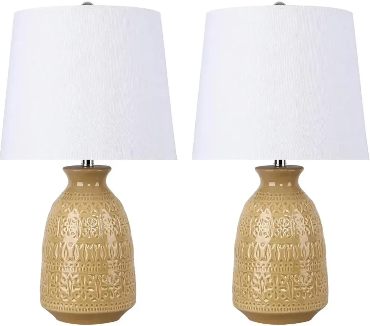 Claudia Yellow Ceramic Table Lamps, Set of 2