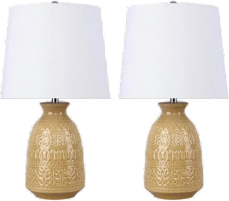 Claudia Yellow Ceramic Table Lamps, Set of 2
