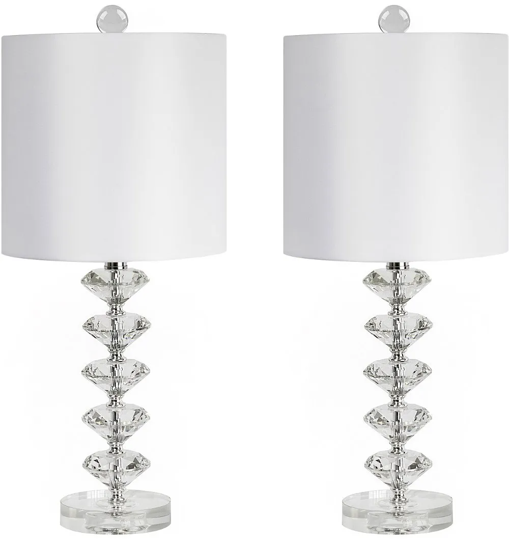 Diamond Chrome Table Lamps, Set of 2