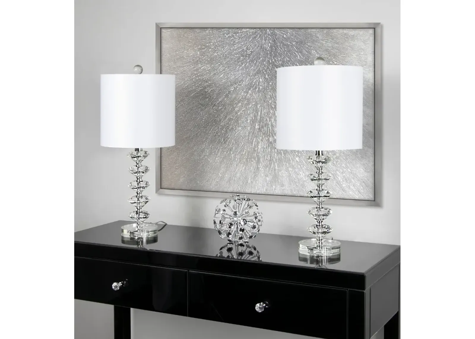 Diamond Chrome Table Lamps, Set of 2