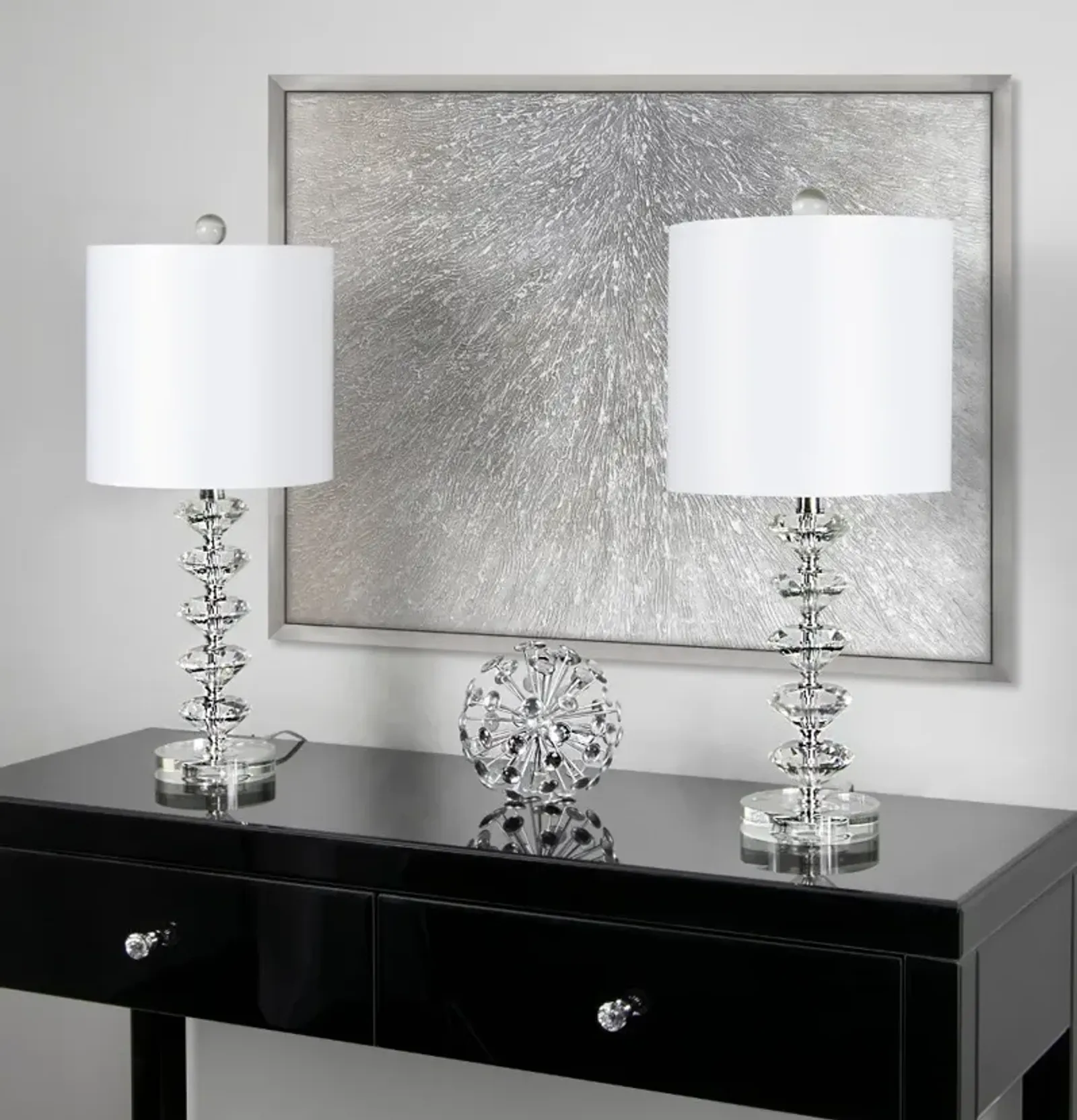 Diamond Chrome Table Lamps, Set of 2