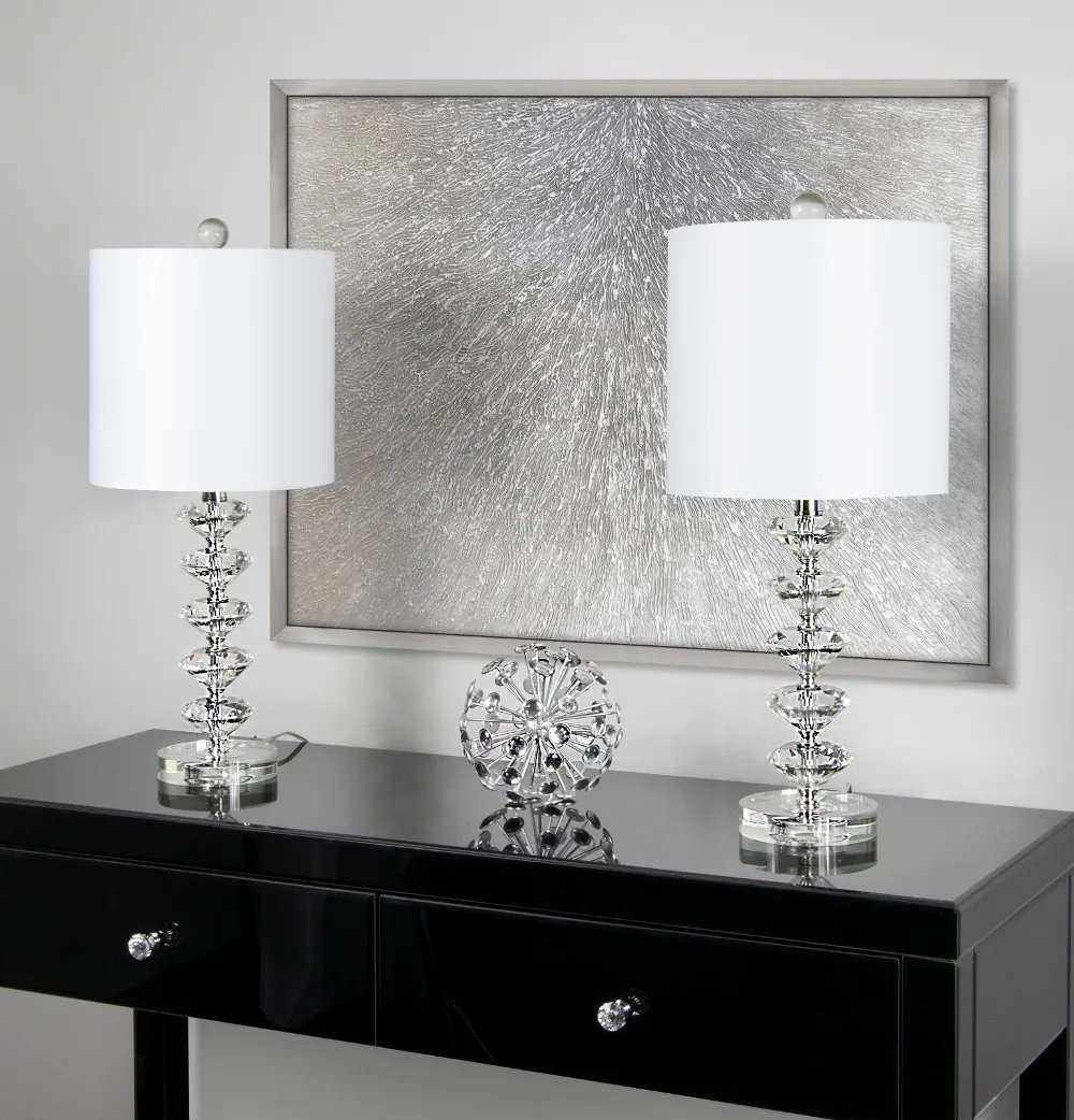 Diamond Chrome Table Lamps, Set of 2