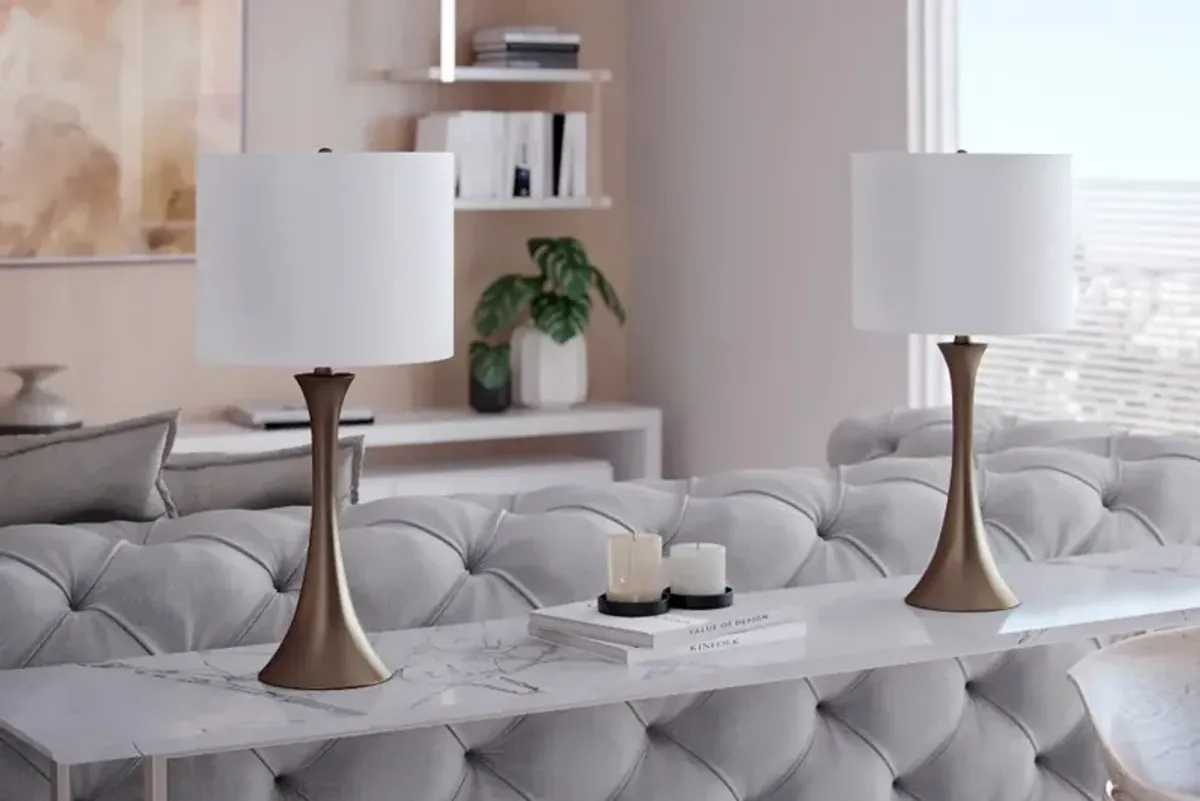 Lenuxe Bronze Table Lamps with Off-White Shades, Set of 2