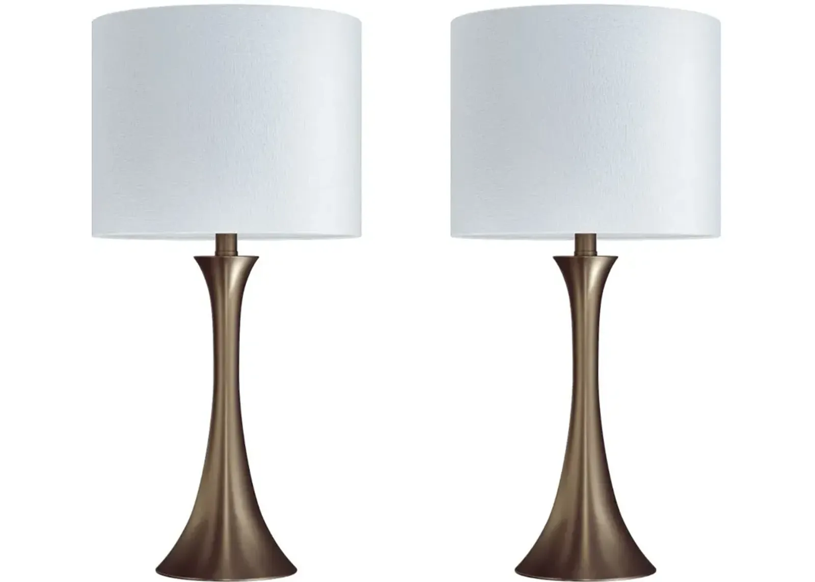 Lenuxe Bronze Table Lamps with Off-White Shades, Set of 2