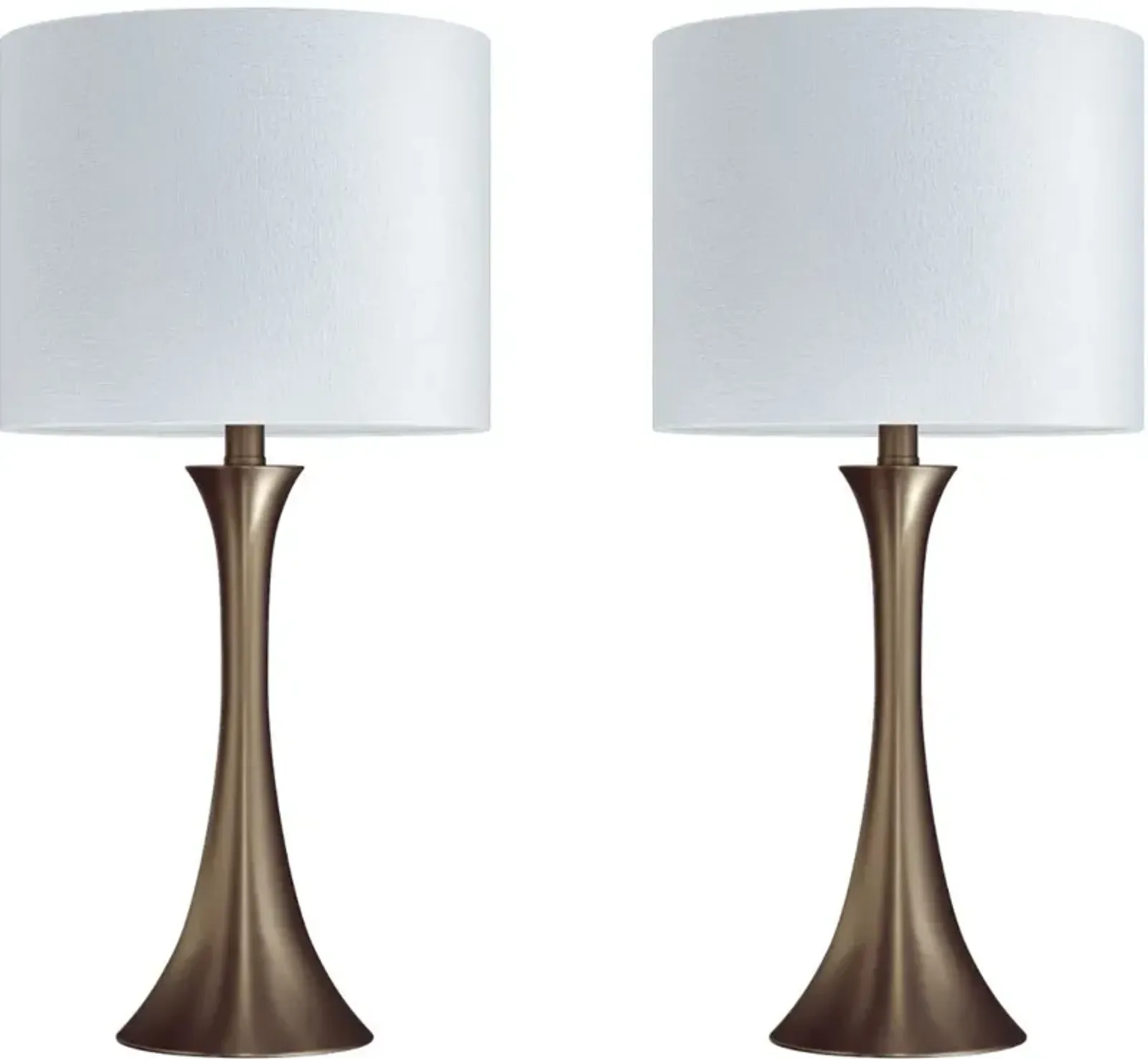 Lenuxe Bronze Table Lamps with Off-White Shades, Set of 2