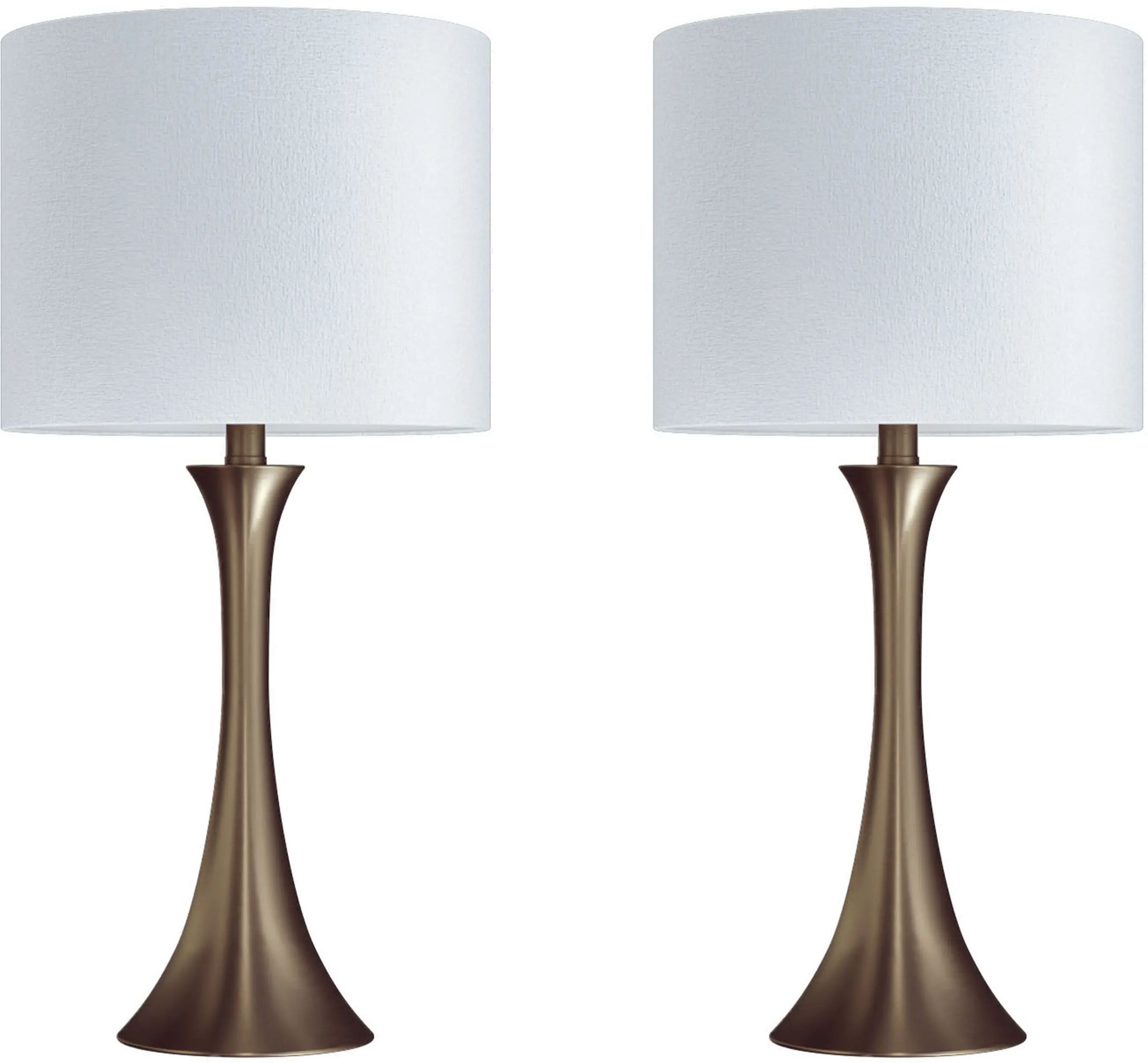Lenuxe Bronze Table Lamps with Off-White Shades, Set of 2