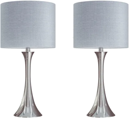 Lenuxe Polished Nickel Table Lamps with Sparkly Gray Shades, Set of 2