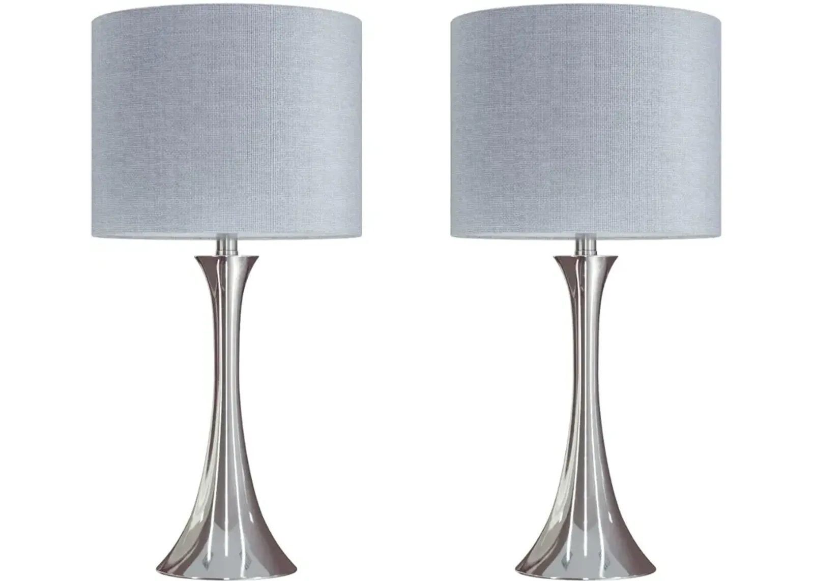 Lenuxe Polished Nickel Table Lamps with Sparkly Gray Shades, Set of 2