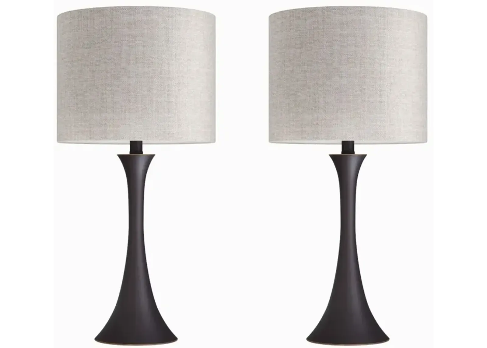 Lenuxe Bronze Table Lamps with Natural Linen Shades, Set of 2