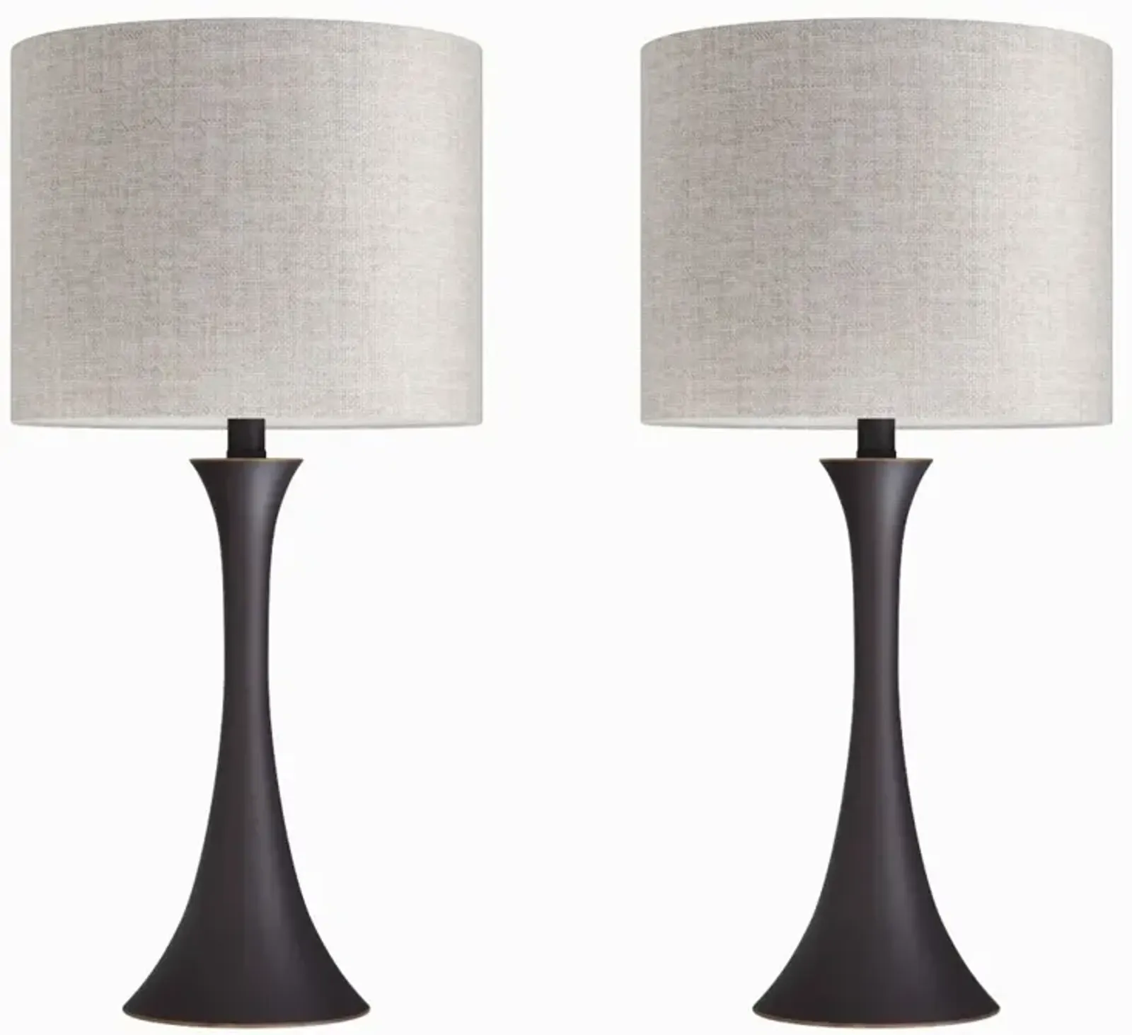 Lenuxe Bronze Table Lamps with Natural Linen Shades, Set of 2