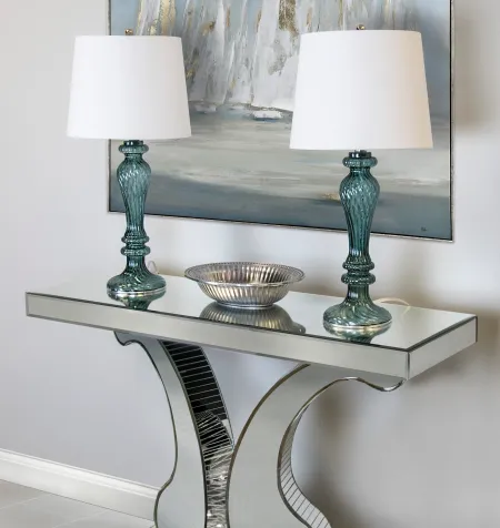 Windsor Smokey Turquoise Glass Table Lamps, Set of 2