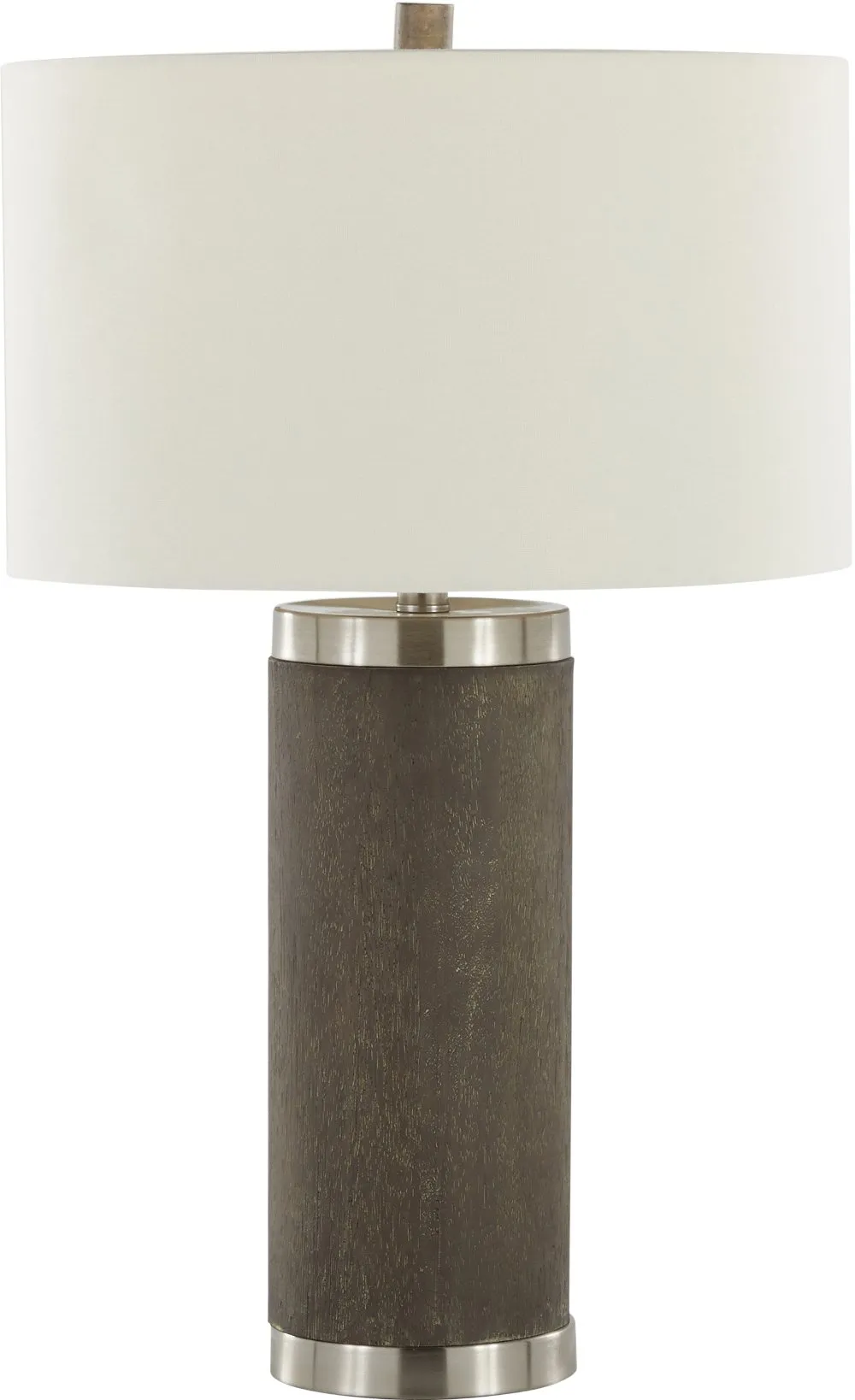 Cylinder Acid Brown Wood Polyresin Table Lamp