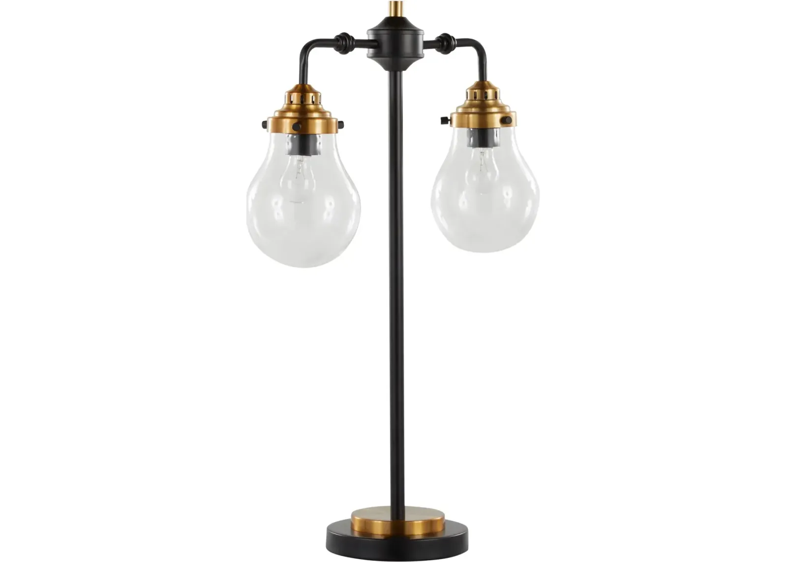 Sherlock Matte Black & Brass Table Lamp with Edison Bulbs