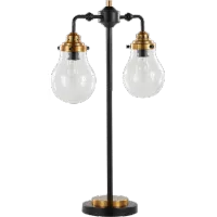 Sherlock Matte Black & Brass Table Lamp with Edison Bulbs