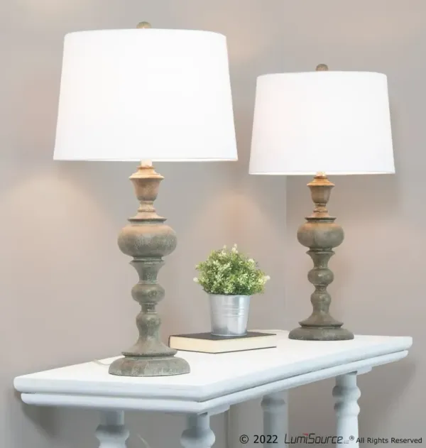 Morocco Faux Brown Wood Table Lamps, Set of 2