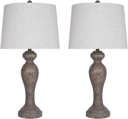 Peppa Opal Grey Polyresin Table Lamps, Set of 2