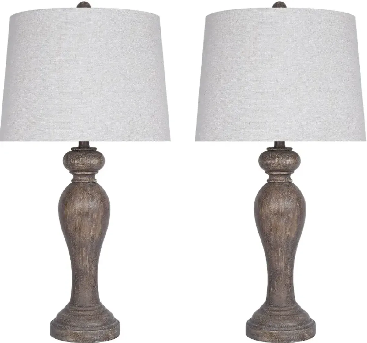 Peppa Opal Grey Polyresin Table Lamps, Set of 2