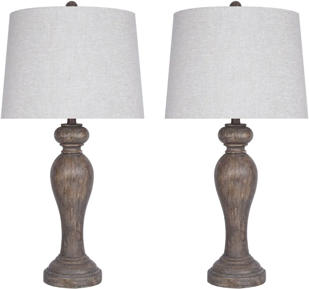 Peppa Opal Grey Polyresin Table Lamps, Set of 2