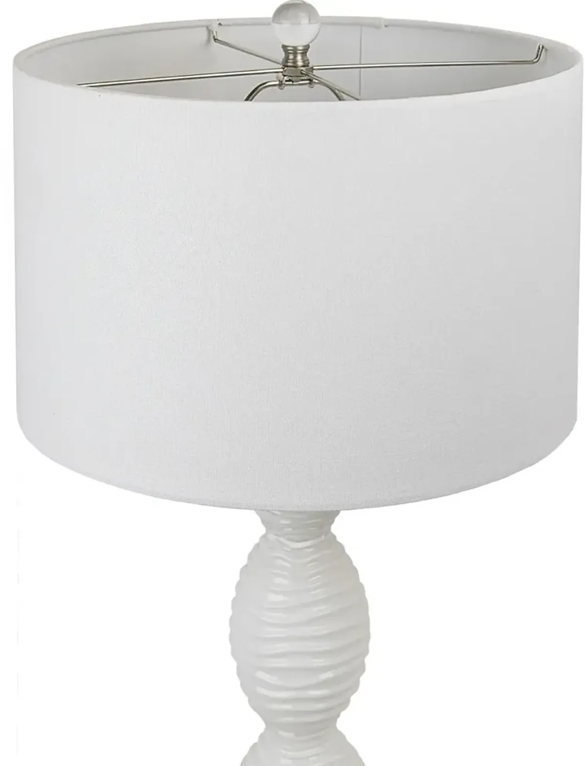 Cinched Waves Milk White Glass Table Lamps, Set of 2