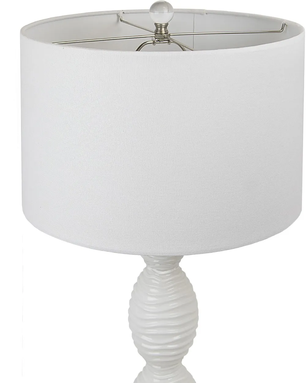 Cinched Waves Milk White Glass Table Lamps, Set of 2