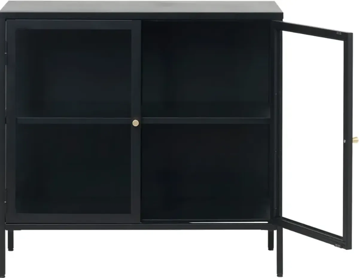 Carmel Black Metal & Glass Accent Cabinet