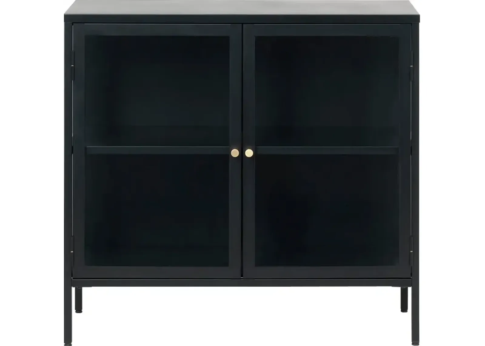 Carmel Black Metal & Glass Accent Cabinet