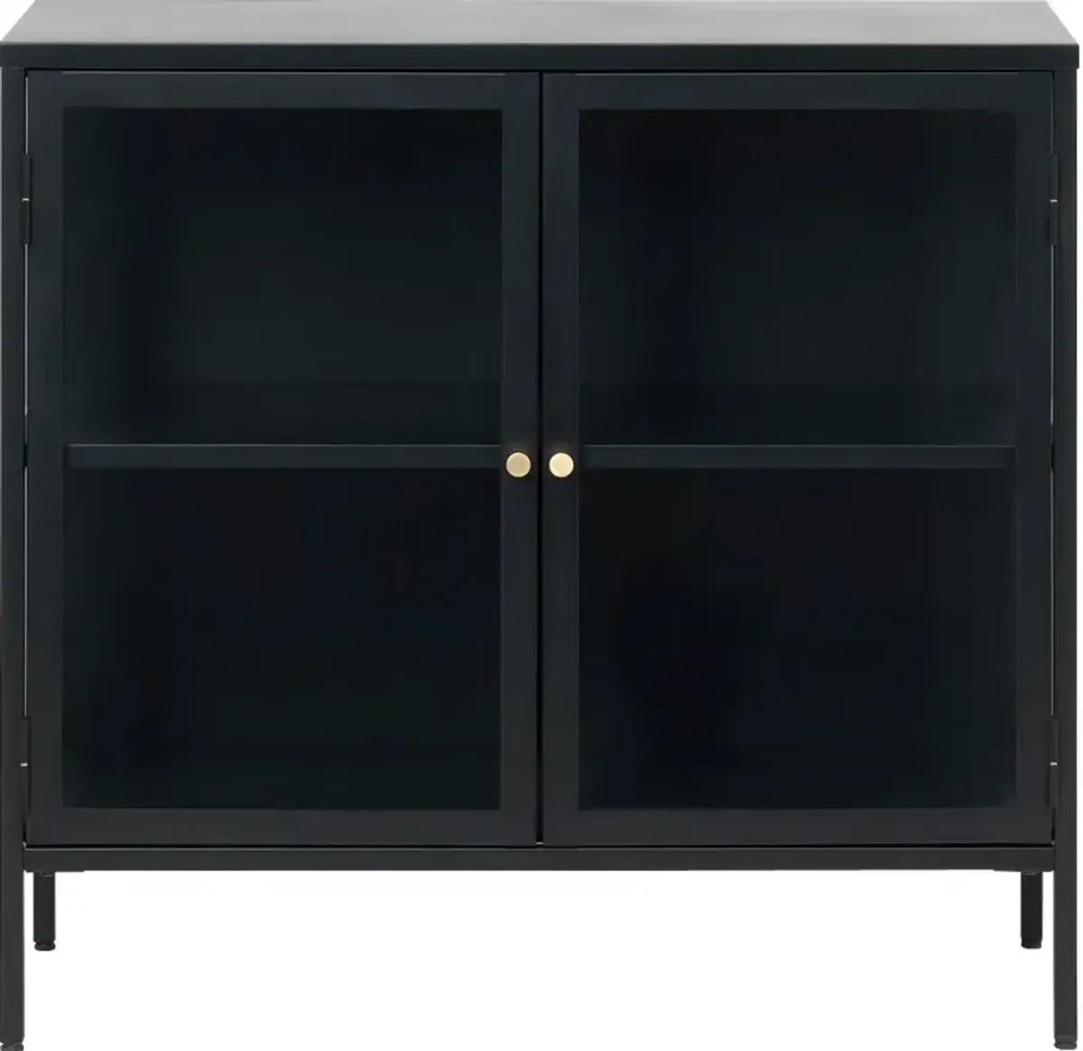 Carmel Black Metal & Glass Accent Cabinet