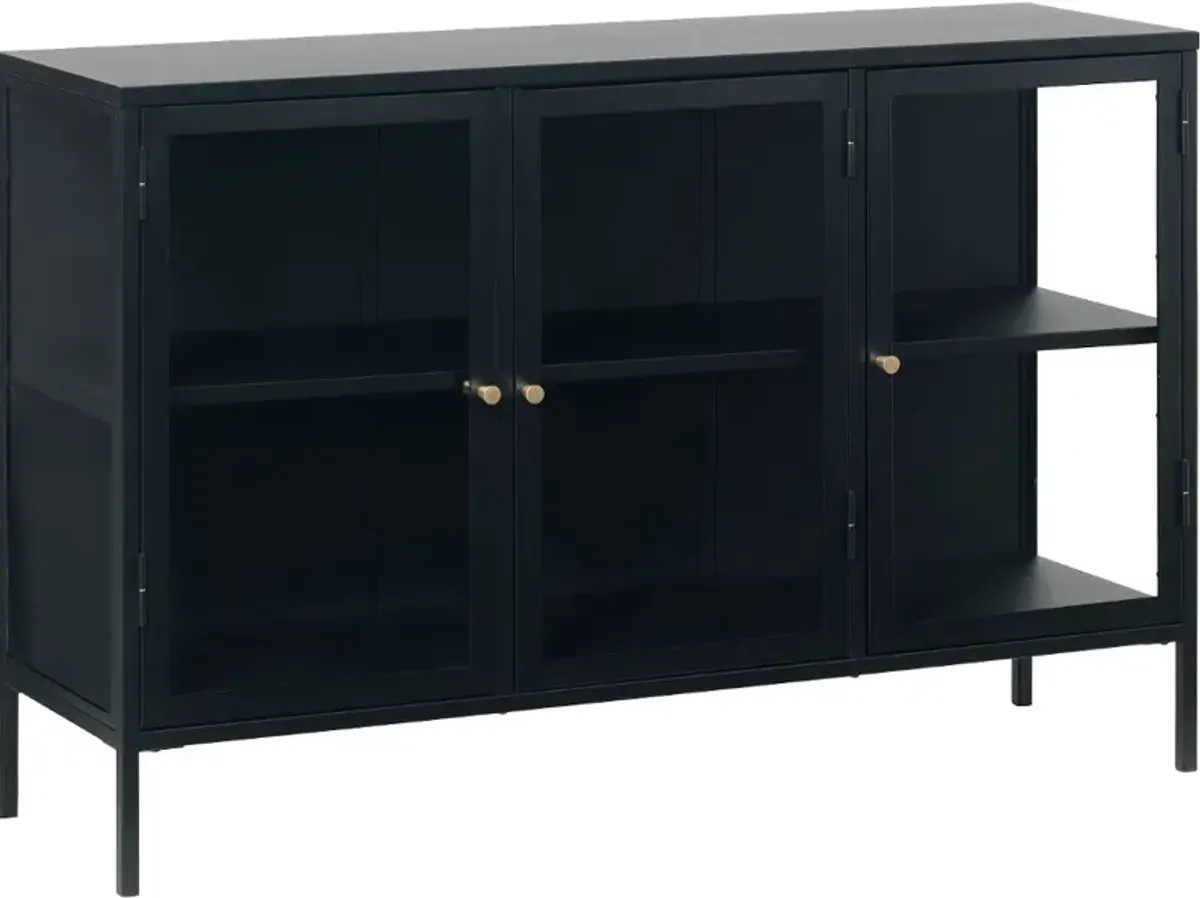 Carmel Black Metal & Glass 3-Section Sideboard