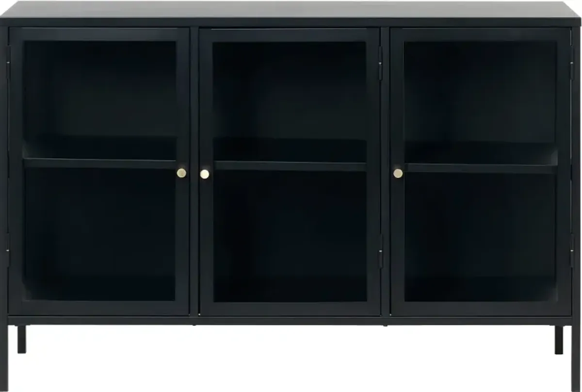 Carmel Black Metal & Glass 3-Section Sideboard