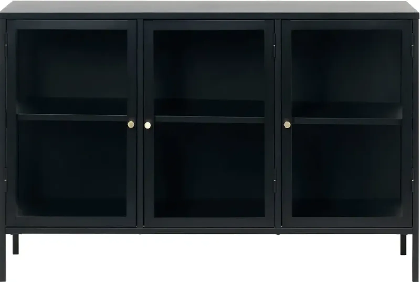 Carmel Black Metal & Glass 3-Section Sideboard