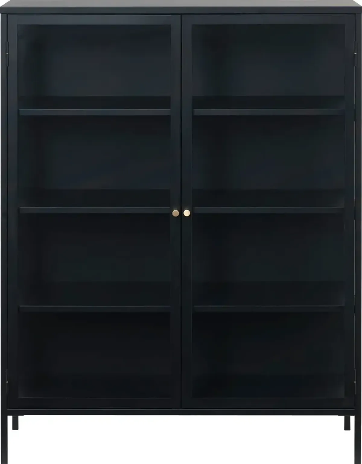 Carmel Black Metal & Glass 55" Tall Cabinet