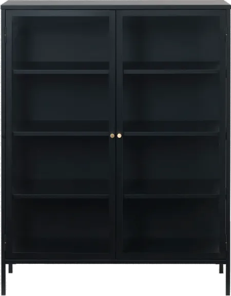 Carmel Black Metal & Glass 55" Tall Cabinet