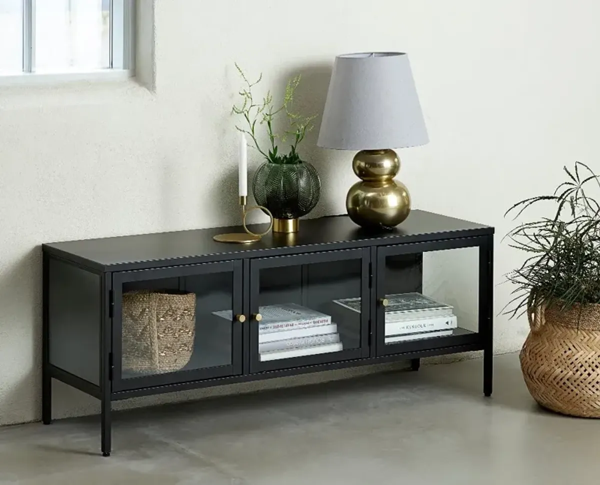 Carmel Black Metal & Glass 52" TV Stand