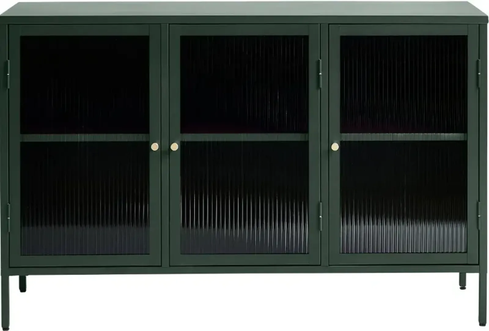 Bronco Green Metal & Glass 3-Door Sideboard