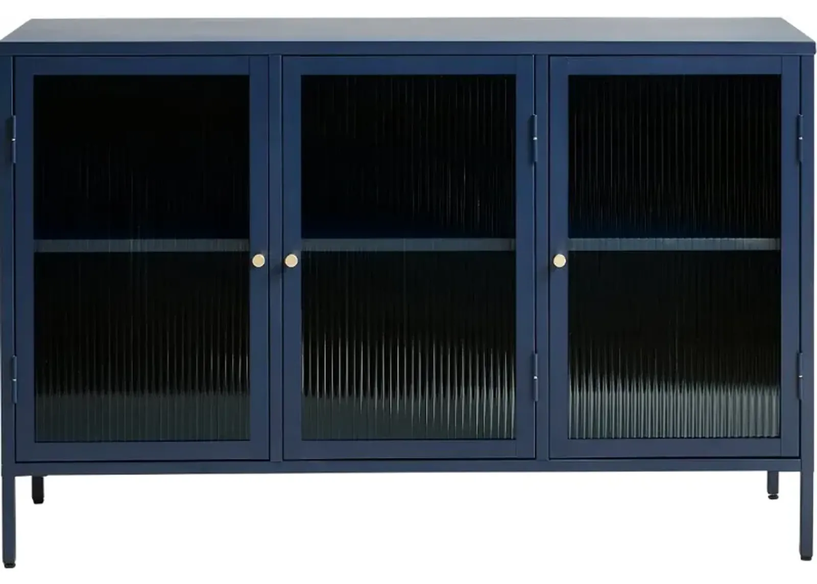 Bronco Blue Metal & Glass 3-Door Sideboard