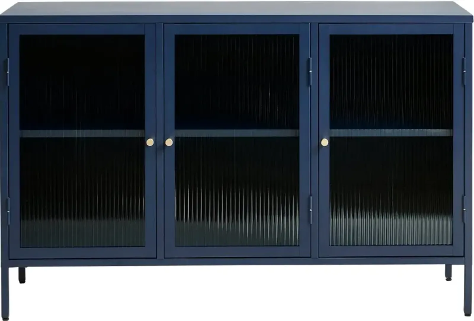 Bronco Blue Metal & Glass 3-Door Sideboard