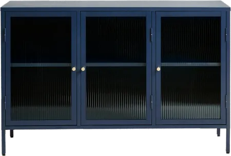 Bronco Blue Metal & Glass 3-Door Sideboard