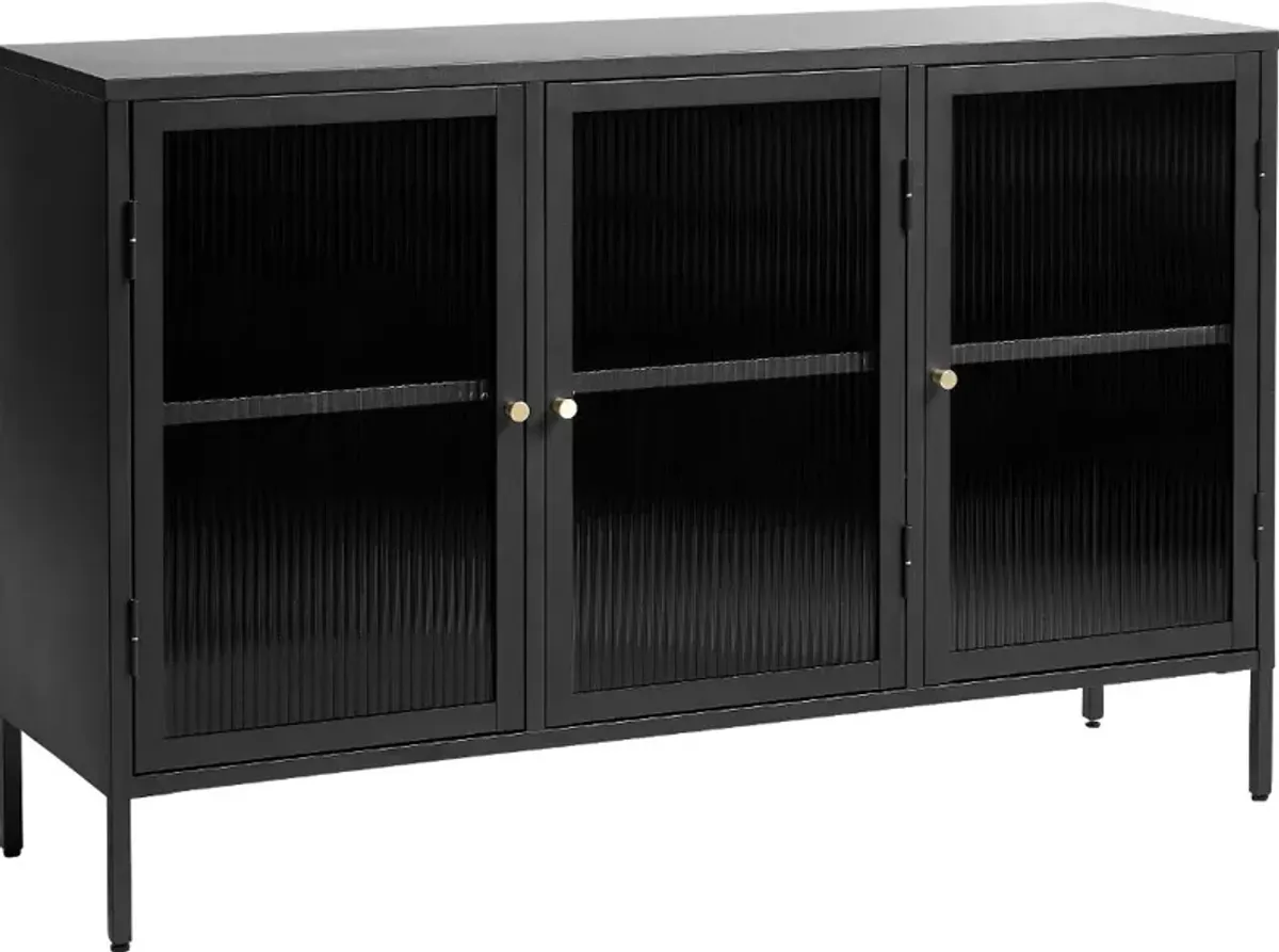 Bronco Black Metal & Glass 3-Door Sideboard