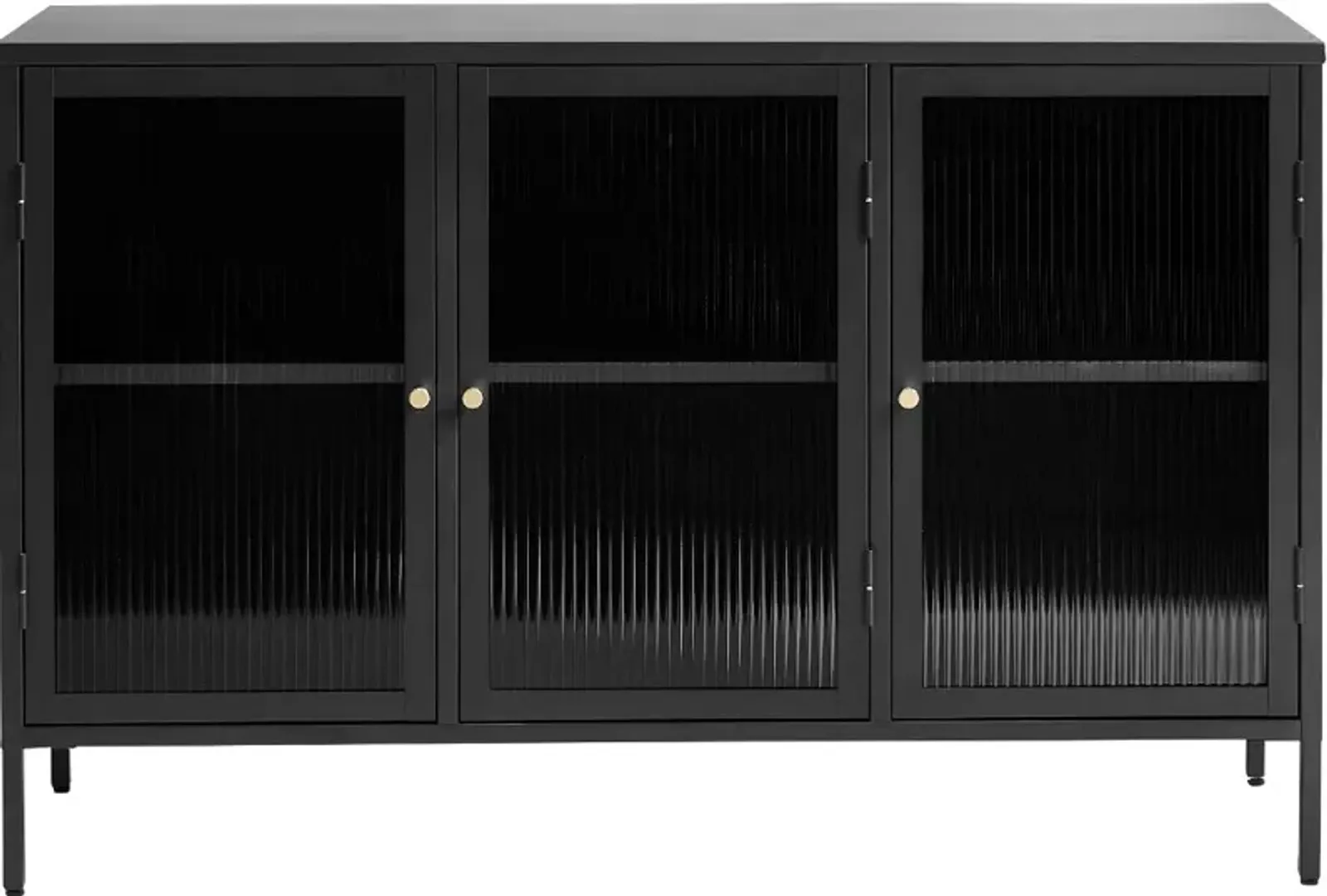 Bronco Black Metal & Glass 3-Door Sideboard