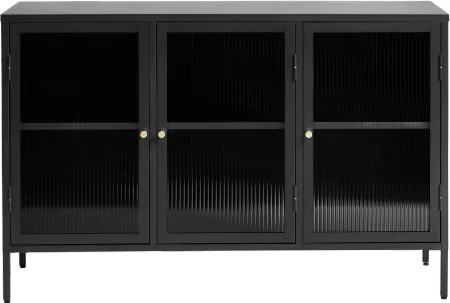 Bronco Black Metal & Glass 3-Door Sideboard