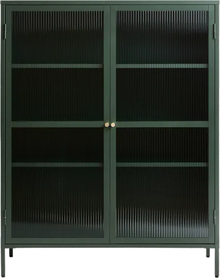 Bronco Green Metal & Glass 55" Tall Display Cabinet
